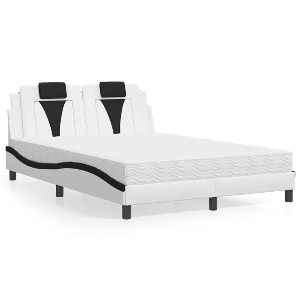 vidaXL Posteľ Viana s matracom bielo-čierna 140x190 cm umelá koža