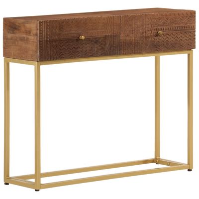 vidaXL Konzolový stolík 90x30x76 cm mangovníkový masív a železo