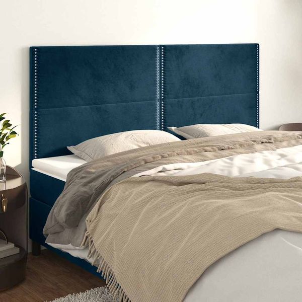 vidaXL Čelo postele tmavomodré 200x5x118/128 cm zamatové