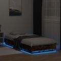 vidaXL Posteľový rám s LED Dymový dub 80 x 200 cm Kompozitné drevo