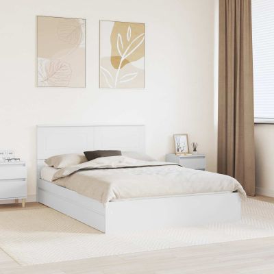 vidaXL Úložná posteľ so zásuvkou Biela 140 x 200 cm Kompozitné drevo