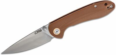 CJRB J1912S-BNC Feldspar Small vreckový nôž 7,6 cm, Stonewash, hnedá, G10 (CNC textúra)