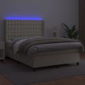 vidaXL Boxspring posteľ s matracom a LED krémová 140x190 cm umelá koža