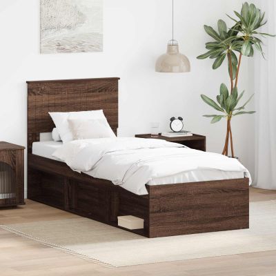 vidaXL Rám postele Hnedý dub 75 x 190 cm Masívne borovicové drevo