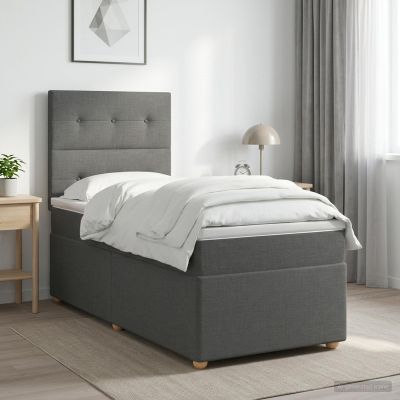 vidaXL LED boxspring posteľ s matracom Tmavosivá 80 x 200 cm Látka