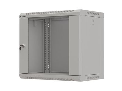 Lanberg 19'' racková skriňa pro montáž na stenu 9u/540x350 (flat pack) s prosklenými dverami šedá