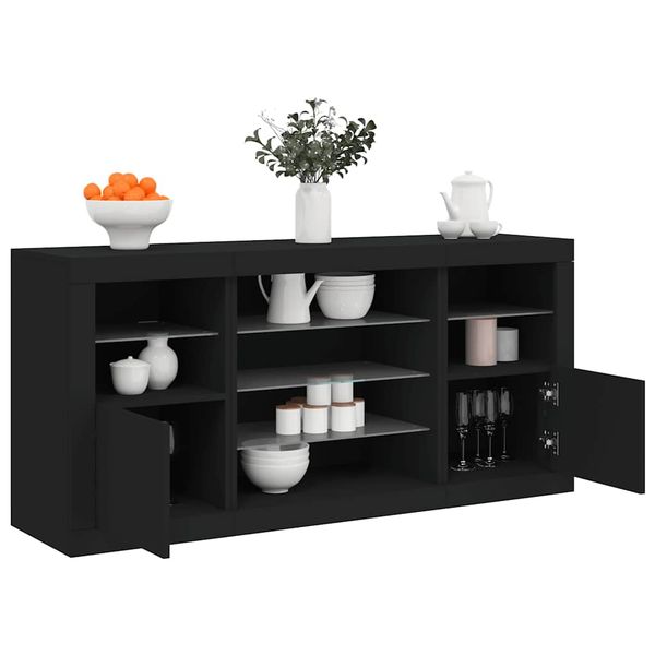 vidaXL Komoda s LED svetlami čierna 142,5x37x67 cm