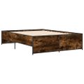 vidaXL Posteľný rám dymový dub 135x190 cm kompozitné drevo a kov