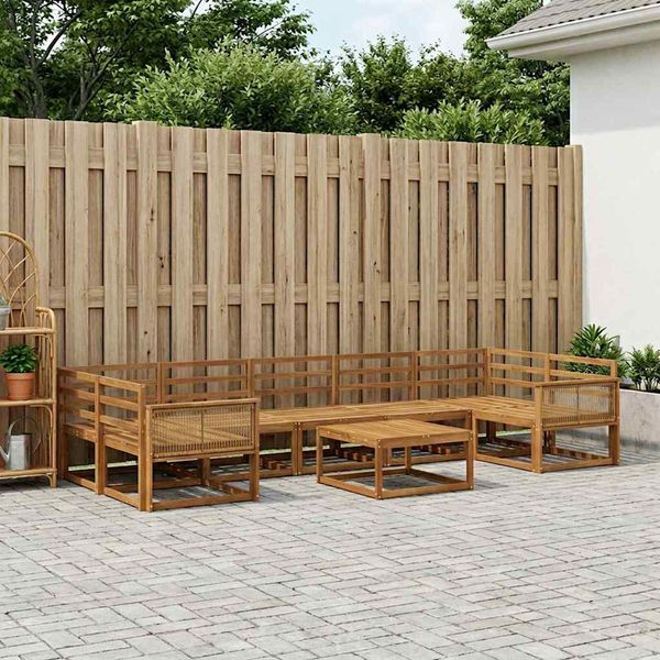 vidaXL Záhradná súprava gaučov 8 pcs Prírodná Pevné akáciové drevo
