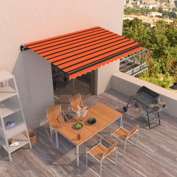 vidaXL Ručne zaťahovacia markíza 400x350 cm oranžová a hnedá