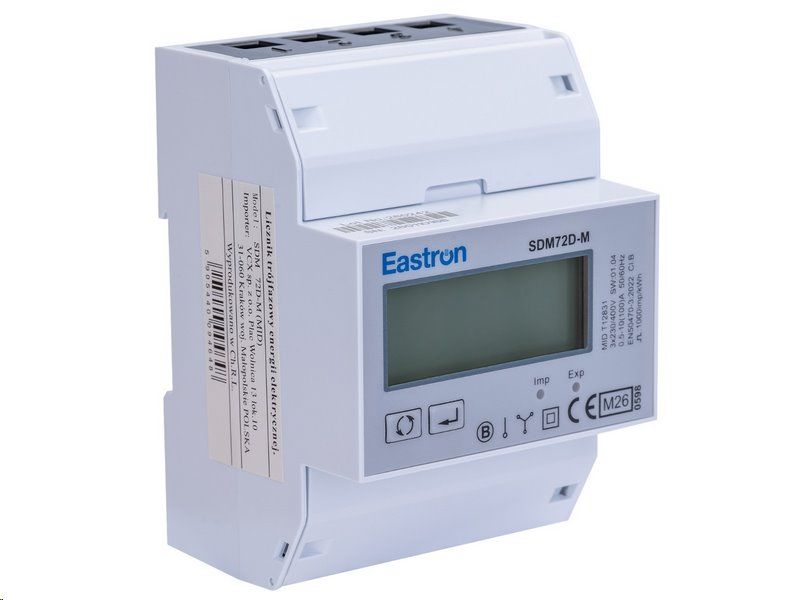 Elektroměr 3F na DIN lištu třífázový EASTRON SDM72 D-M, MID, digitální, Modbus