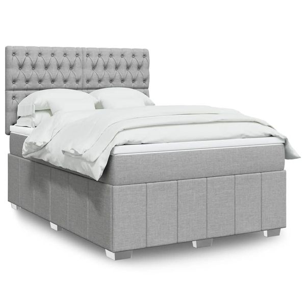 vidaXL Boxspring posteľ s matracom bledosivá 140x200 cm látka