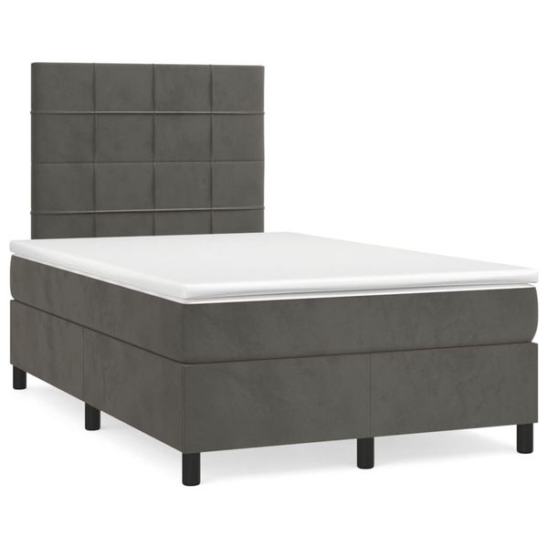 vidaXL Boxspring posteľ s matracom, tmavosivá 120x190 cm, zamat