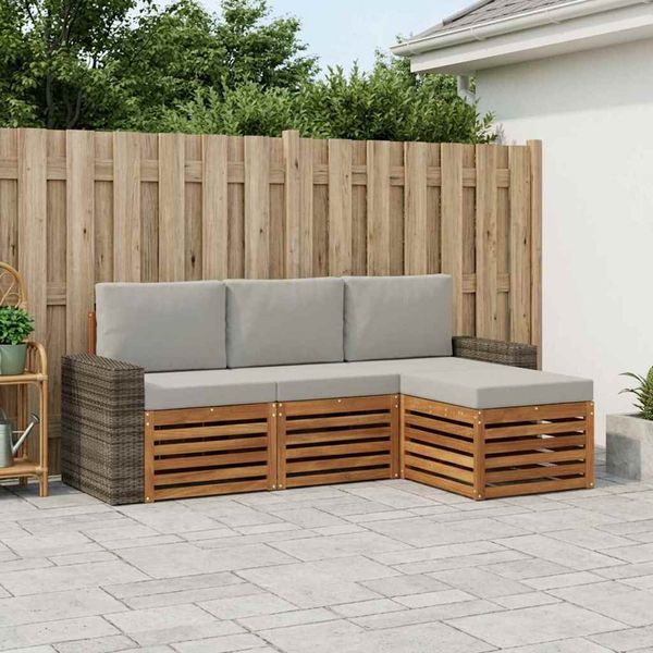 vidaXL Záhradná súprava gaučov s vankúšom 4 pcs Prírodná a svetlosivá