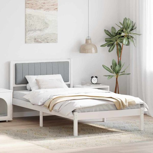 vidaXL Rám postele s čalúneným čelom Svetlosivá 100 x 200 cm