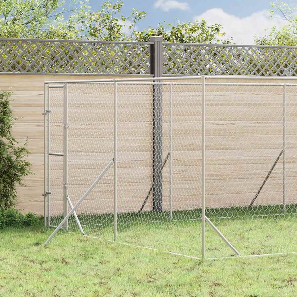 vidaXL Vonkajší koterec pre psov strieborný 4x12x2 m pozinkovaná oceľ