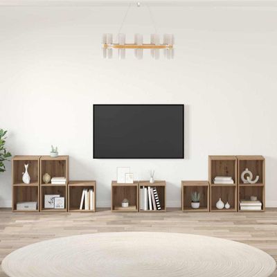 vidaXL Sada televíznych stolíkov 8 pcs Remeselný dub Kompozitné drevo