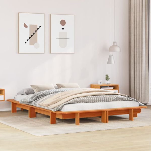 vidaXL Posteľ bez matraca voskový 150x200 cm masívna borovica