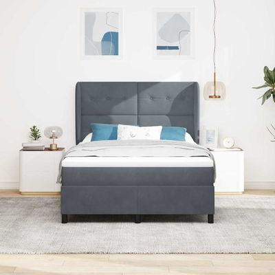 vidaXL Posteľ s pružinovým rámom Tmavo šedá 200 x 140 cm Zamat
