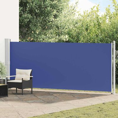 vidaXL Zaťahovacia bočná markíza na terasu 600x160 cm, modrá