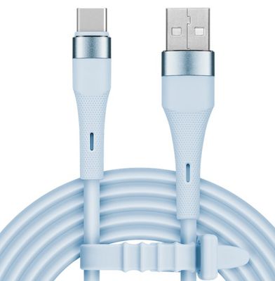 Kábel USB silikónový Kruger&amp;Matz KM1268-1BL USB-USB-C, 1m, sv. modrá