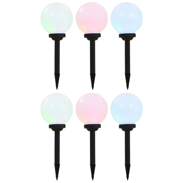 vidaXL Vonkajšie solárne lampy 6 ks 20 cm LED guľové RGB