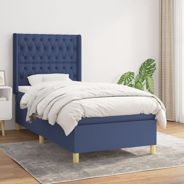 vidaXL Boxspring posteľ s matracom modrá 100x200 cm látka