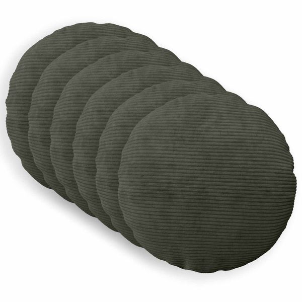 vidaXL Poťah na podložku 6 pcs HEERLEN Antracitová Ø 40 cm manšestr