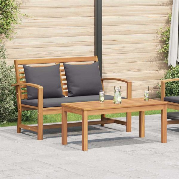 vidaXL lavička Hnedá a tmavošedá 110 x 66 x 76 cm Husté teakové drevo