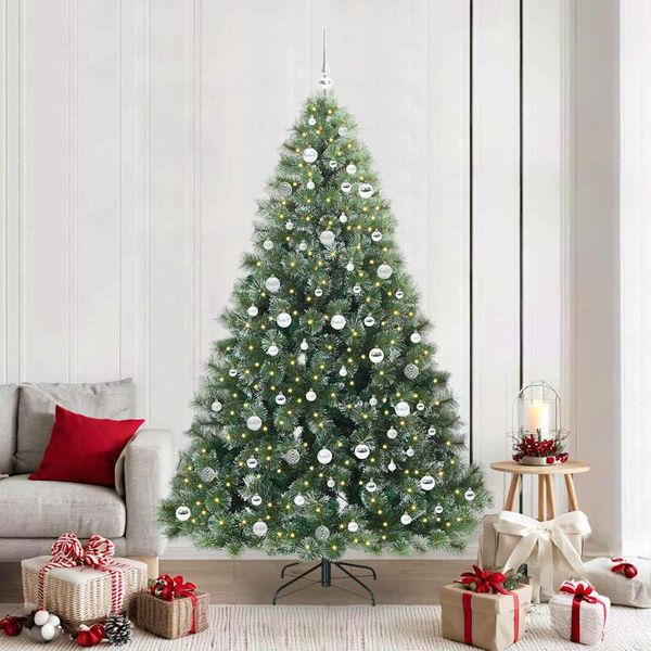 vidaXL Umelý vianočný stromček s 300 LED-i Zelená 210 cm PE a PVC