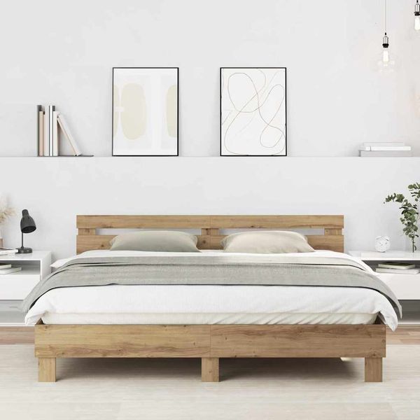 vidaXL Rám postele Remeselný dub 203 x 185 x 70 cm Kompozitné drevo