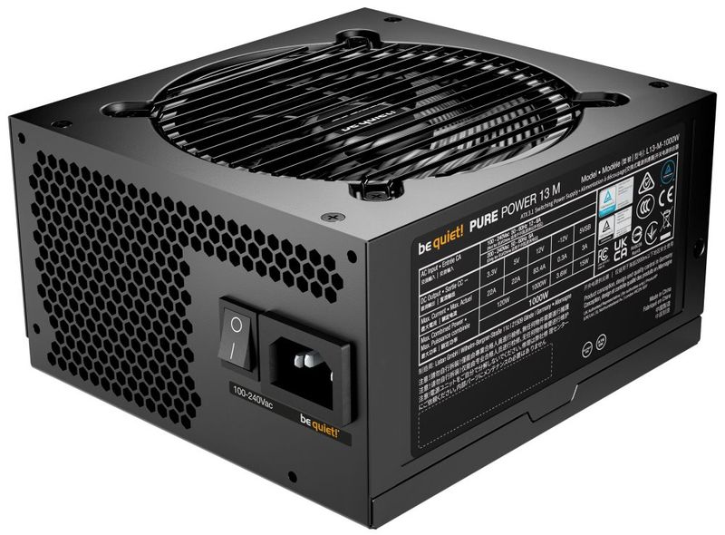 Be quiet! / zdroj PURE POWER 13M 1000W / ATX 3.1 / 120mm fan / 80 Plus Gold Zdroj, ATX 3.1, 1000W, aktivní PFC, 120mm ventilátor, 80PLUS Gold, modulární