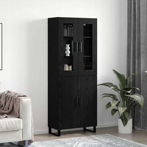 vidaXL Highboard 2 pcs Čierny dub Kompozitné drevo