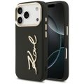 Karl Lagerfeld puzdro PU koža s logom Karl script a kovovými tlačidlami fotoaparátu pre iPhone 17 Pro čierna