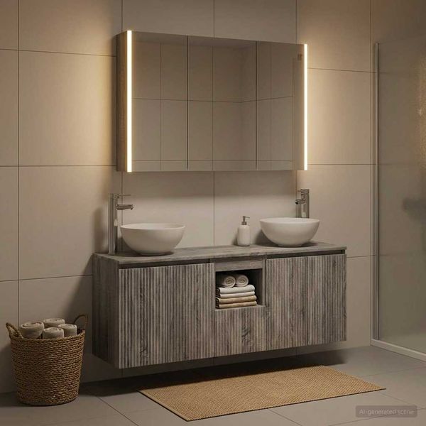 vidaXL Set kabinetov do kúpeľne 4 pcs Sivý Sonoma 103,5 x 15,5 x 70 cm