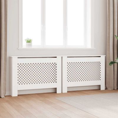 vidaXL Kryty na radiátor 2 ks biele 112x19x81,5 cm MDF