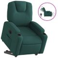 vidaXL Elektrické zdvíhacie masážne kreslo tmavozelené látkové