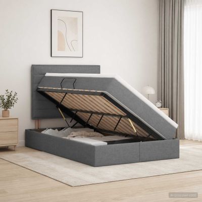 vidaXL Postel s úložným prostorem a matrací Tmavosivá 120 x 190 cm