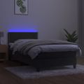 vidaXL Posteľ boxsping s matracom a LED tmavosivá 80x200 cm zamat