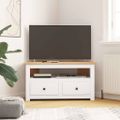 vidaXL Rohová TV skrinka biela 93x49x49 cm borovicový masív Panama Range
