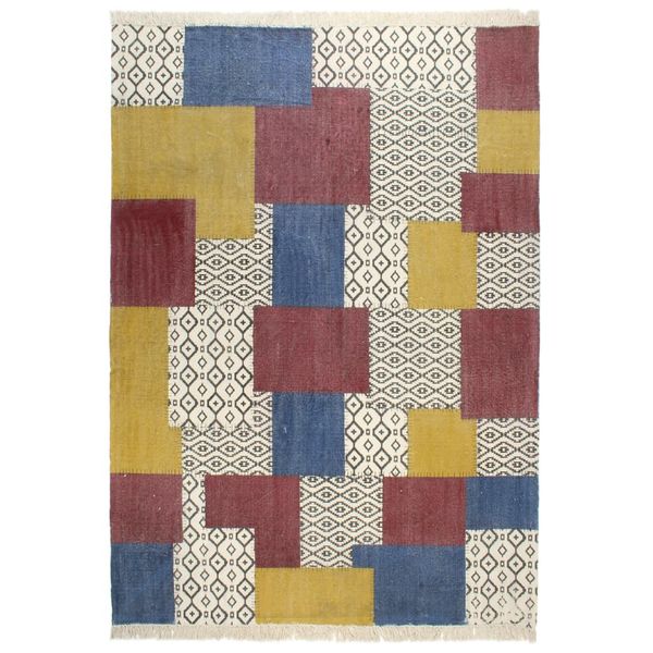 vidaXL Ručne tkaný koberec Kilim, bavlna 200x290 cm, potlač, farebný
