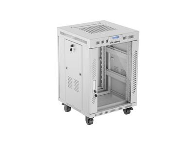 19'' Voľne stojúca racková skriňa 15U 600X600 šedé sklenené dvere lcd lanberg (flat pack) V2
