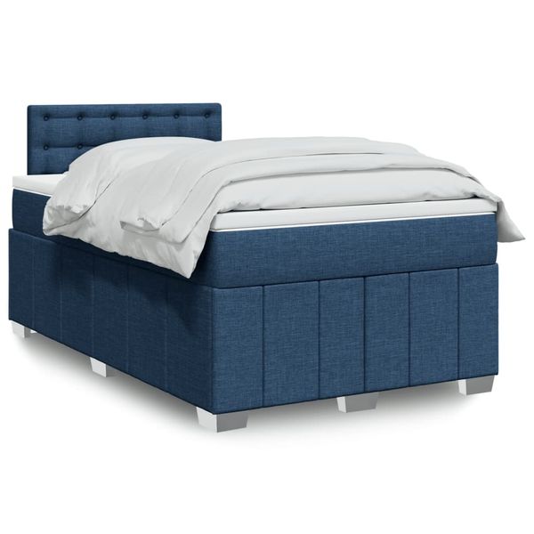 vidaXL Boxspring posteľ s matracom modrá 120x190 cm látka