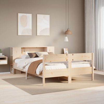 vidaXL Posteľ s knižnicou bez matraca 140x190 cm borovicový masív