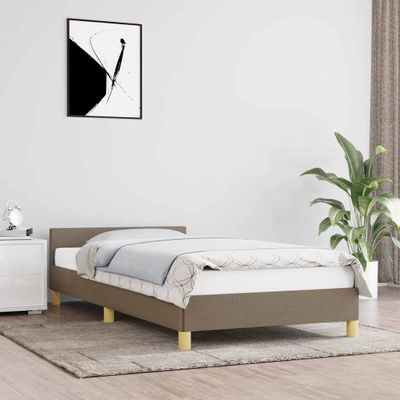 vidaXL Posteľný rám s čelom bez matraca sivohnedý 90x200 cm látka