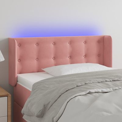vidaXL Čelo postele s LED ružové 93x16x78/88 cm zamat