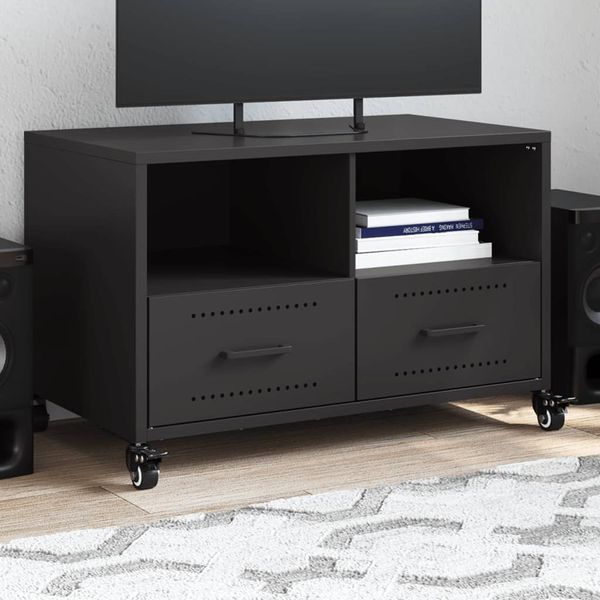 vidaXL TV skrinka čierna 68x39x43,5 cm oceľ