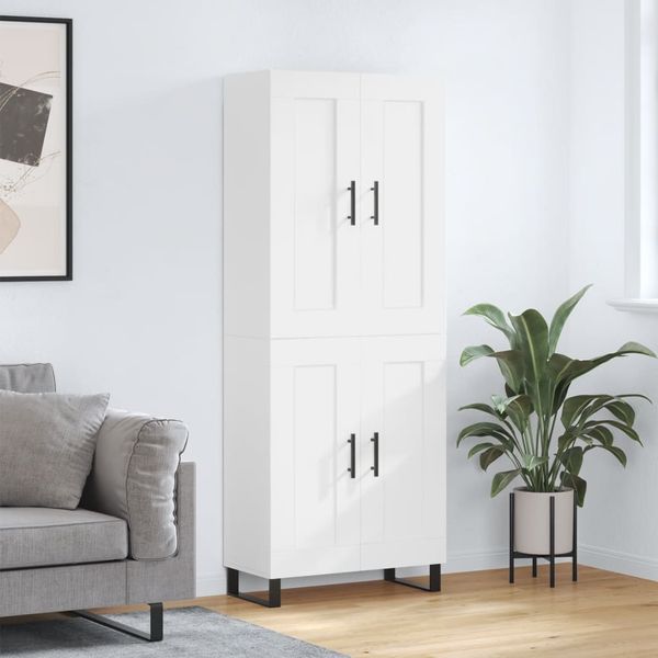 vidaXL Vysoká skrinka biela 69,5x34x180 cm spracované drevo