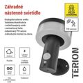LED záhradné solárne nástenné svietidlo TERION, senzor súmraku, 12,5 x 14,7 x 14,6 cm