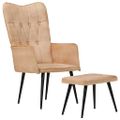 vidaXL Kreslo wingback s podnožkou krémové plátno